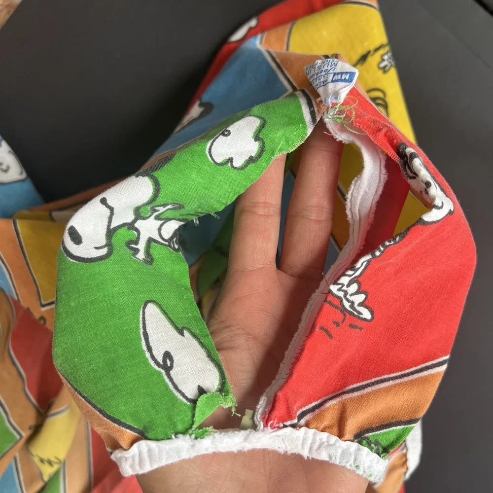 VTG 1960s-70's Peanuts JC Penney Muslin Twin Fitted Sheet Charlie Snoopy READ